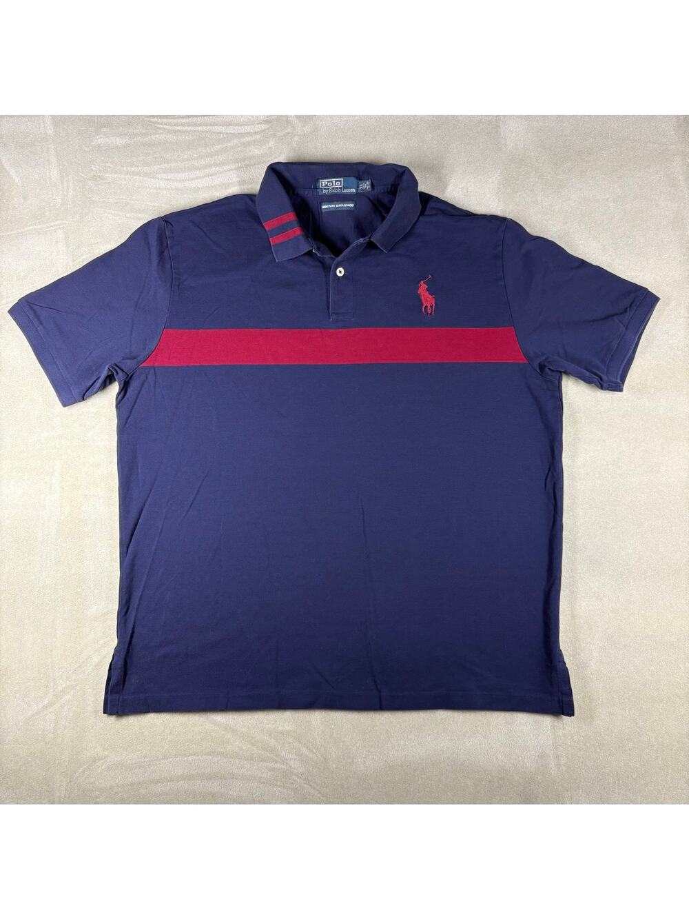 Polo Ralph Lauren XL Moisture Management Big Pony Polo Shirt Navy Red